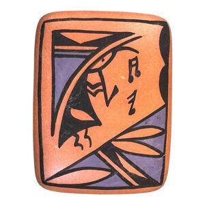 Signed Vintage Pottery Dancing Kokopelli Mini Trinket Box Southwest Design Lid